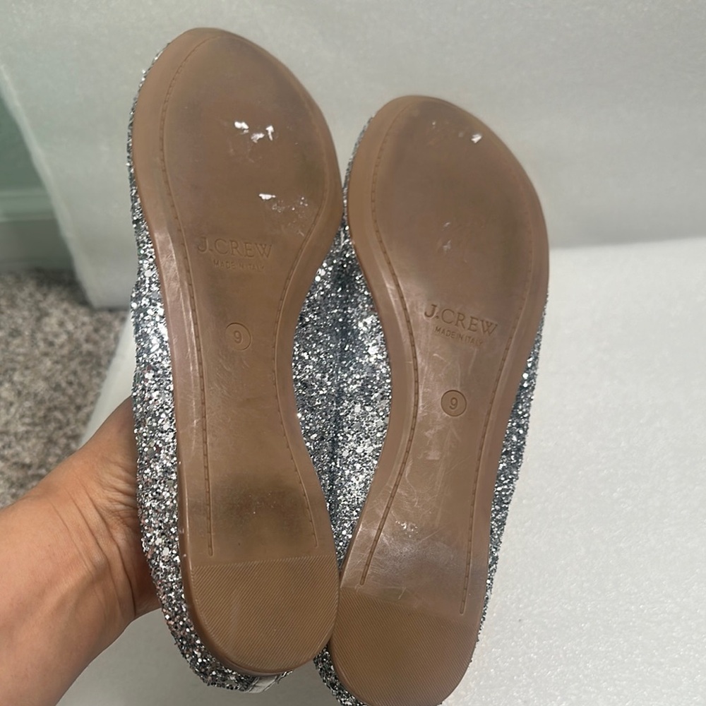 J crew Silver Glitter Ballet Flats size 9 - Picture 5 of 6